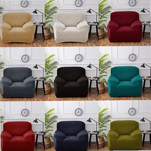 L-Shape Stretch Sofa Cover 1/2/3/4 Seater Soft Couch Elastic Sectional Slipcover