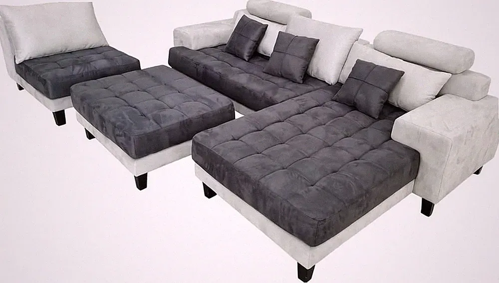 L Shape U Shape Modern Microfiber Fabric Sectional Couch Sofa Set S150C (S150CRG