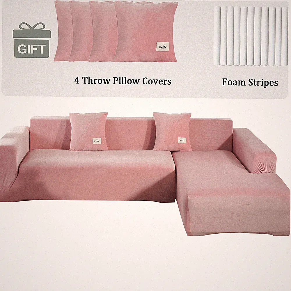 L Shape Velvet Couch Covers 3+4-Seater Sectional Sofa Slipcovers Protector US