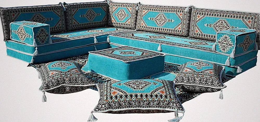 L Shaped Arabic Floor Cushions, Sectional Sofas, Arabic Majlis Set, Made Sofa