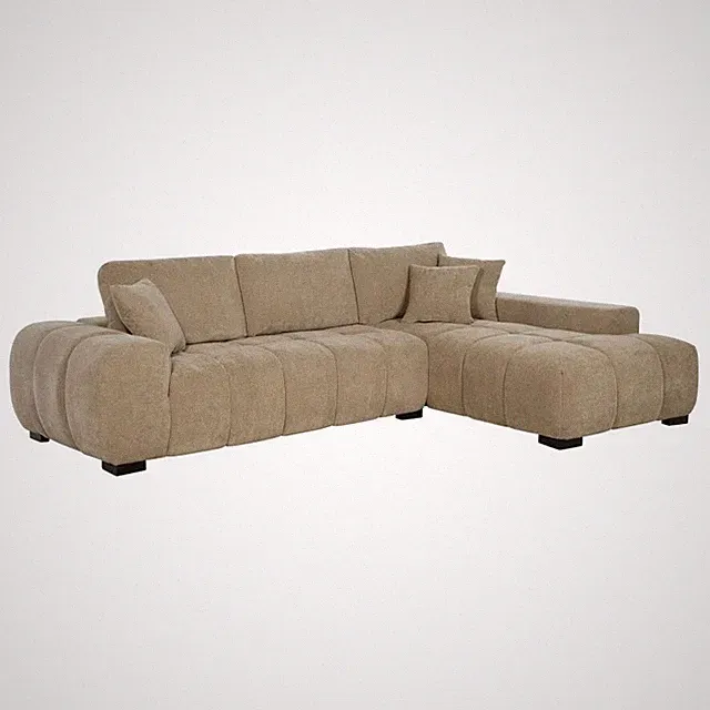 L-SHAPED CAMEL LOW PROFILE SOFA SECTIONAL LIVING ROOM FURNITURE