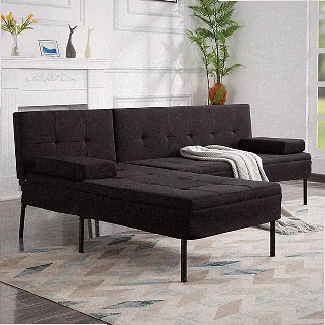 L Shaped Convertible Loveseat Sleeper Couch, Adjustable Recliner Sofa Floor Sofa