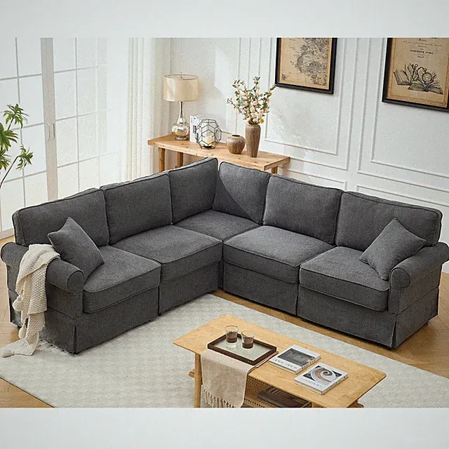 L Shaped Convertible Modular Sectional Sofa Set,5 Seat,Reversible Sectional Sofa