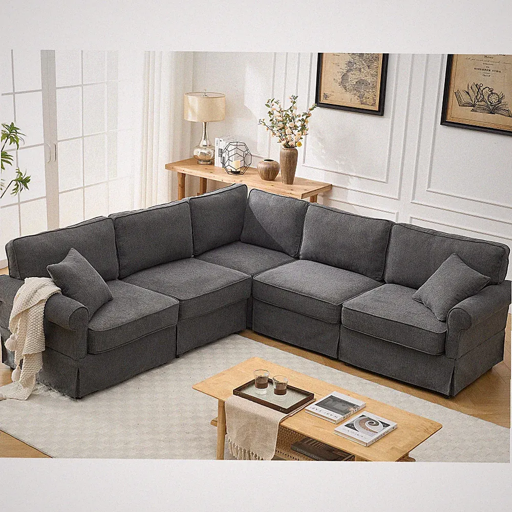 L Shaped Convertible Modular Sectional Sofa Set,5 Seat,Reversible Sectional Sofa