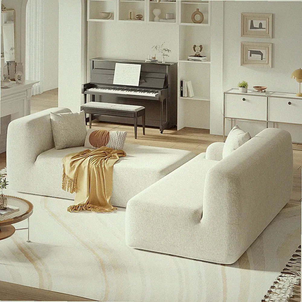 L-Shaped Convertible Sofa Set Sectional Couch Soft Sleeper Sofa Chaise Lounge