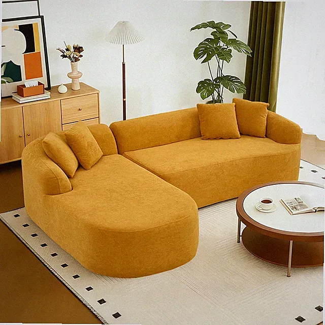 L-shaped Couch Free Combination Boneless Modular Floor Sectional Sofa w/4 Pillow