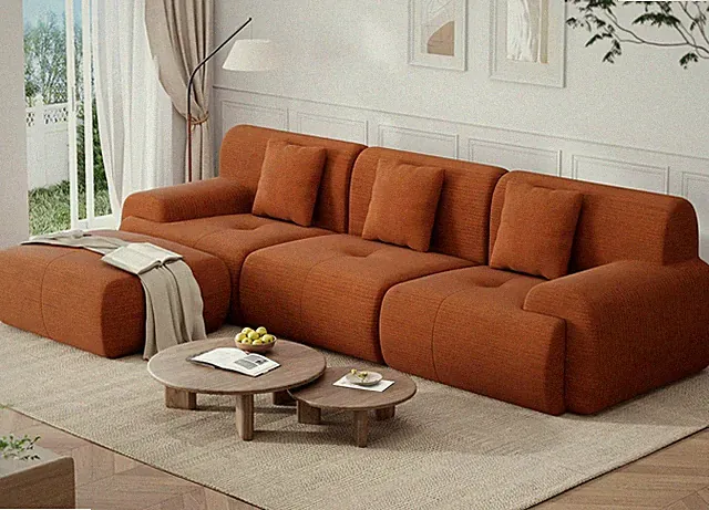 L Shaped Couch, Modular Sectional Sofa with Chaise, Boneless Cloud Couch in Cord