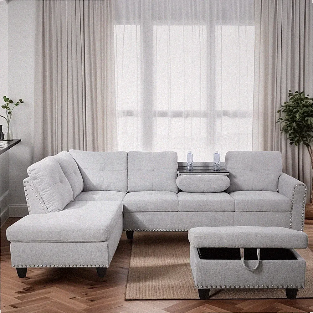 L Shaped Couches for Living Room, Sectional Couch Living Room Furniture with Sto