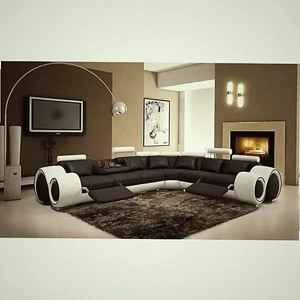 L Shaped Design Recliner Leather Sectional Sofa