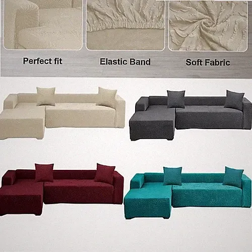 L-shaped Elastic Corner Sofa Cover Suitable For 3+4 Seat Sofa + 2 Pillowcases