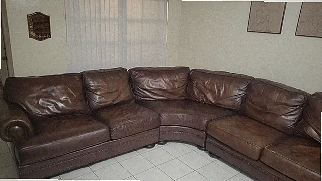 L shaped Grandview Leather Brown Sectional, A sophisticated traditional leather