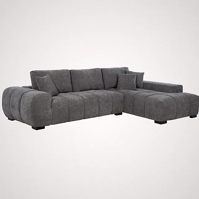 L-SHAPED GRAY GREY LOW PROFILE SOFA SECTIONAL LIVING ROOM FURNITURE