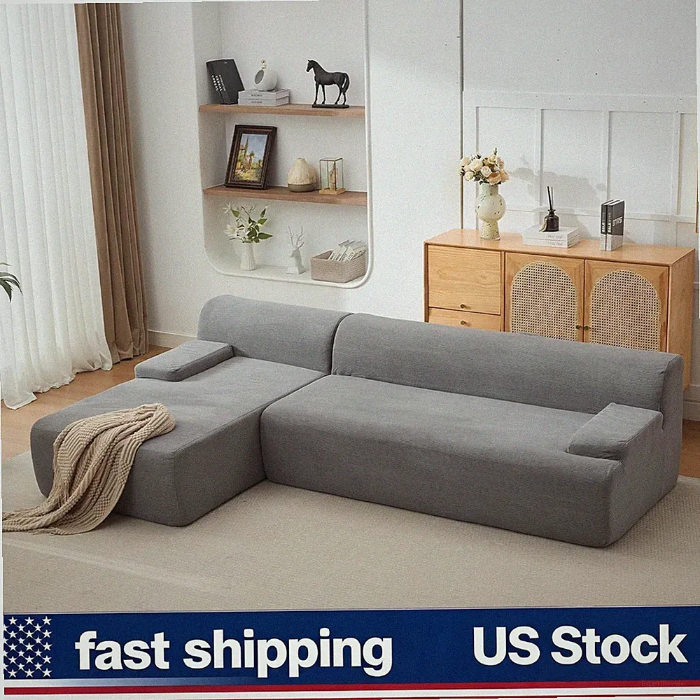 L-Shaped Left Chaise Boneless 106" Sofa, Boneless Modular Cloud Couch Sectional