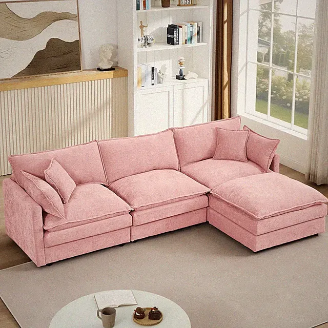 L-Shaped Modular Sectional Sofa– 102" Cloud Sofa w/ Ottoman, DIY Combo