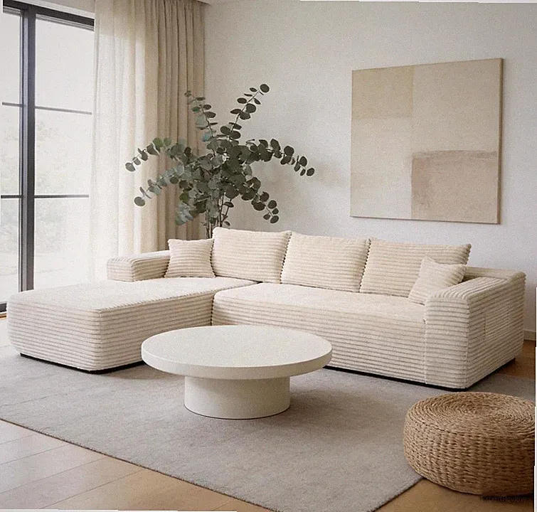 L-Shaped Modular Sectional Sofa 103.5'' Beige No Assembly Spring Support