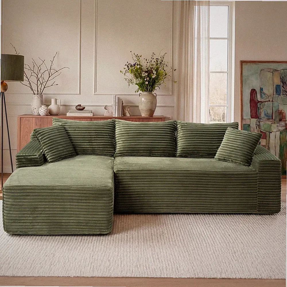 L Shaped Modular Sectional Sofa Adjustable Chaise Lounge No Assembly Required