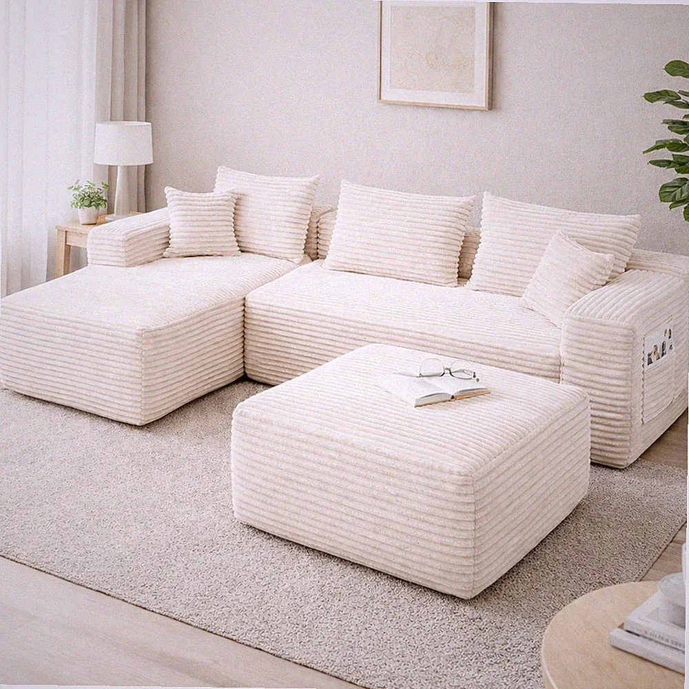 L Shaped Modular Sectional Sofa Modern Compressed Cloud Couch for Home