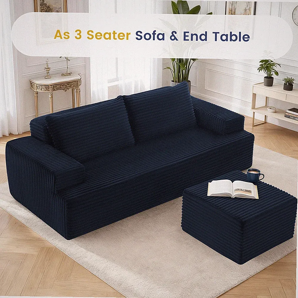 L Shaped Modular Sectional Sofa with Ottoman,Cloud Boneless Couch with Chaise