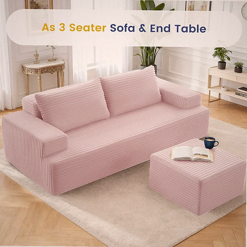 L Shaped Modular Sectional Sofa with Ottoman,Cloud Boneless Couch with Chaise