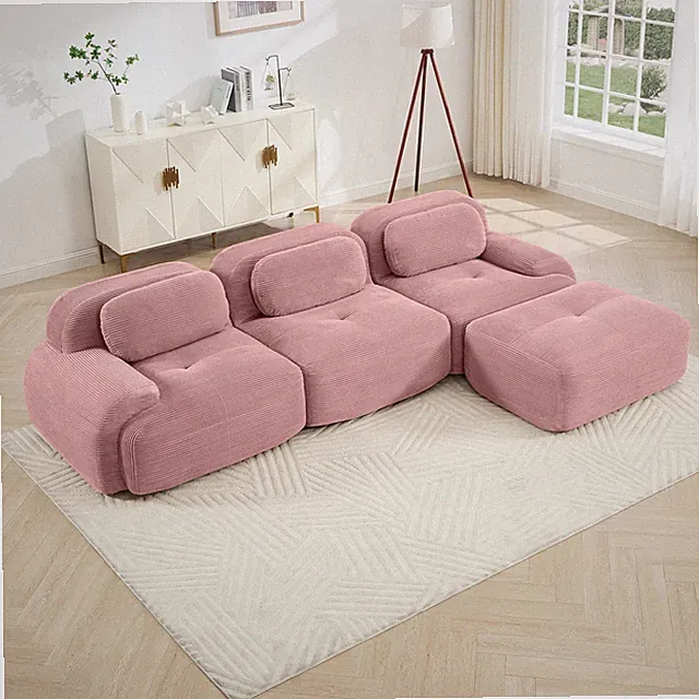 L-shaped modular sofa no assembly ergonomic design pet-friendly luxuryCordur