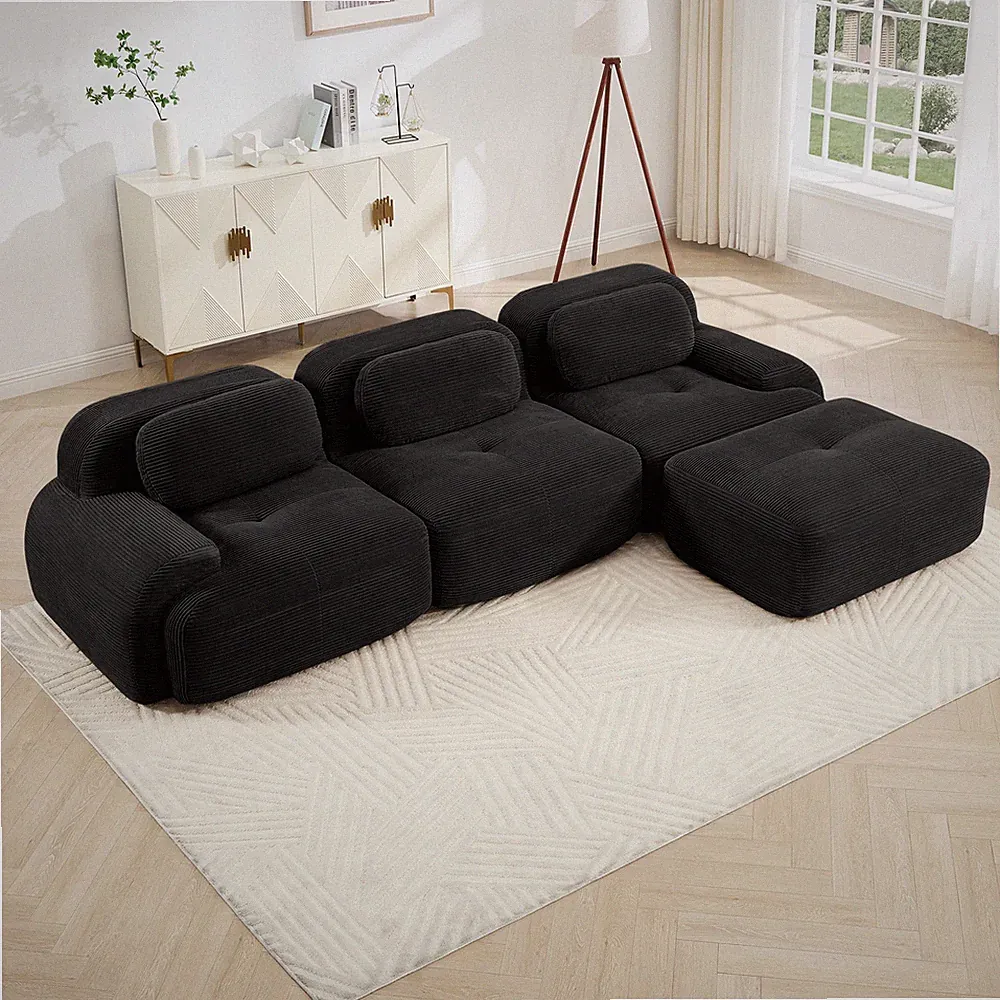 L-shaped modular sofa no assembly ergonomic design pet-friendly luxuryCorduro