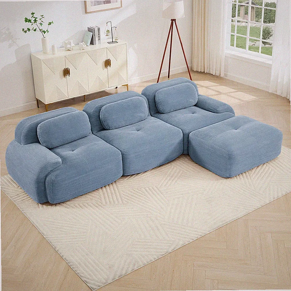 L-shaped modular sofa no assembly ergonomic design pet-friendly luxuryCorduroy