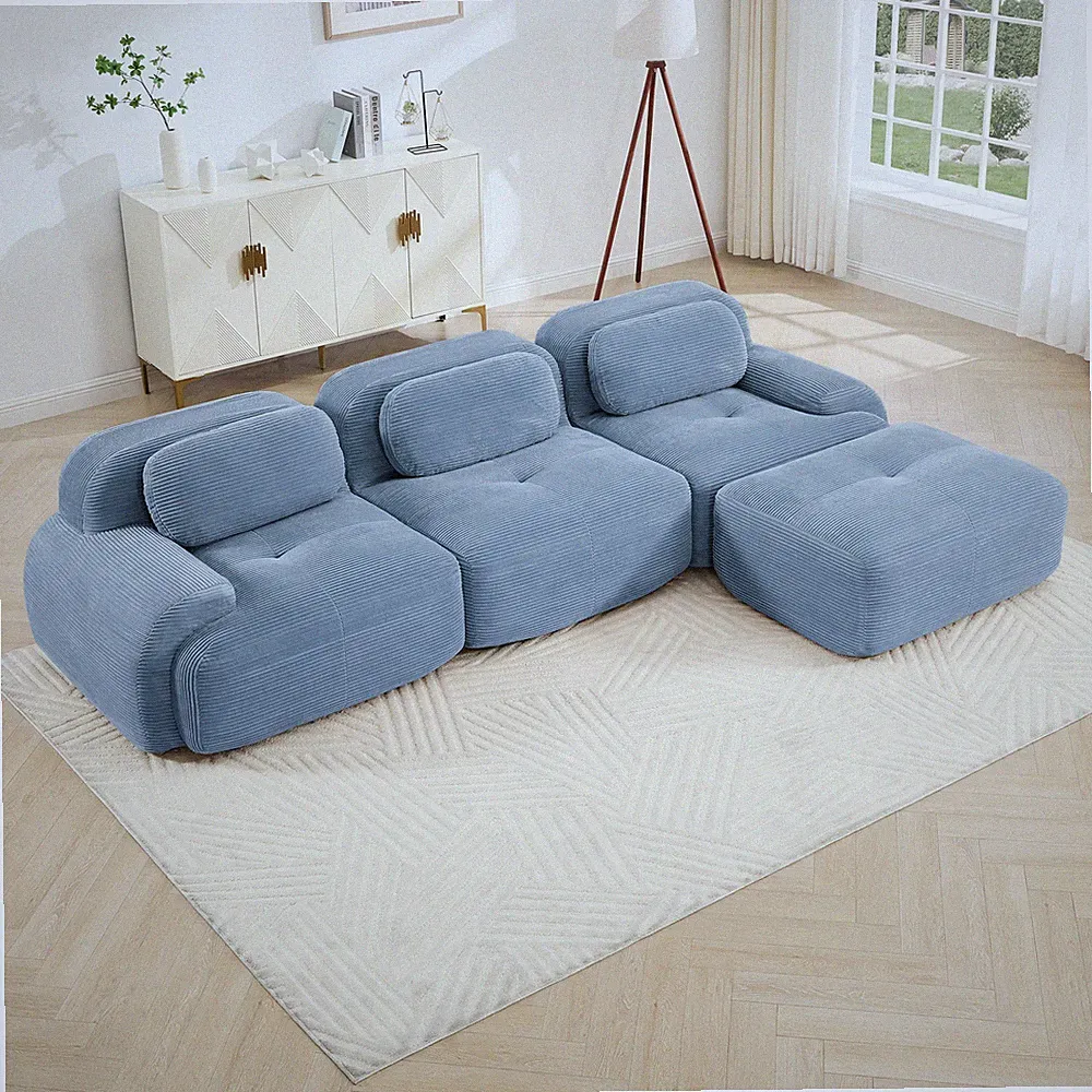 L-shaped modular sofa no assembly ergonomic design pet-friendly luxuryCorduroy