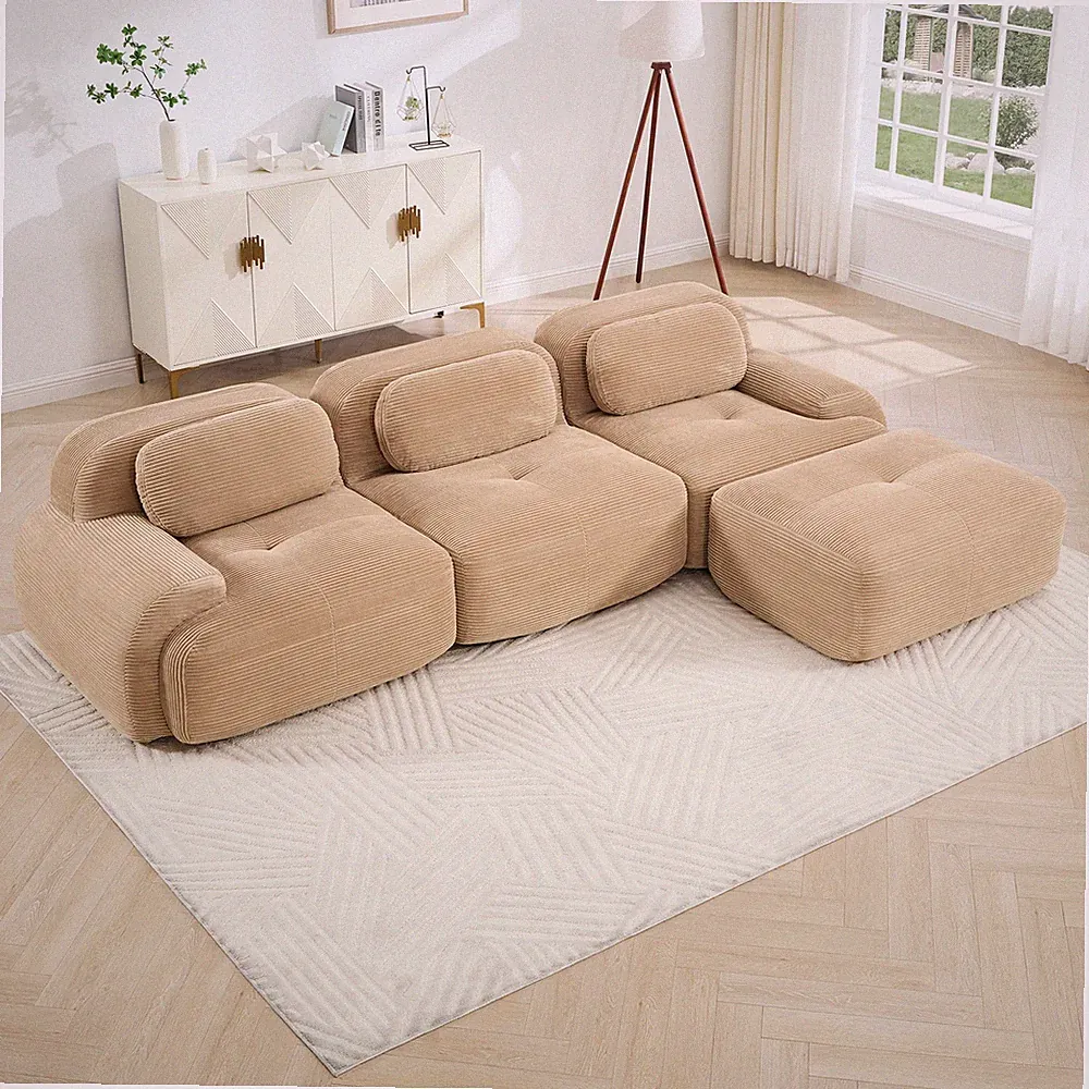 L-shaped modular sofa no assembly ergonomic design pet-friendly luxuryCorduroy