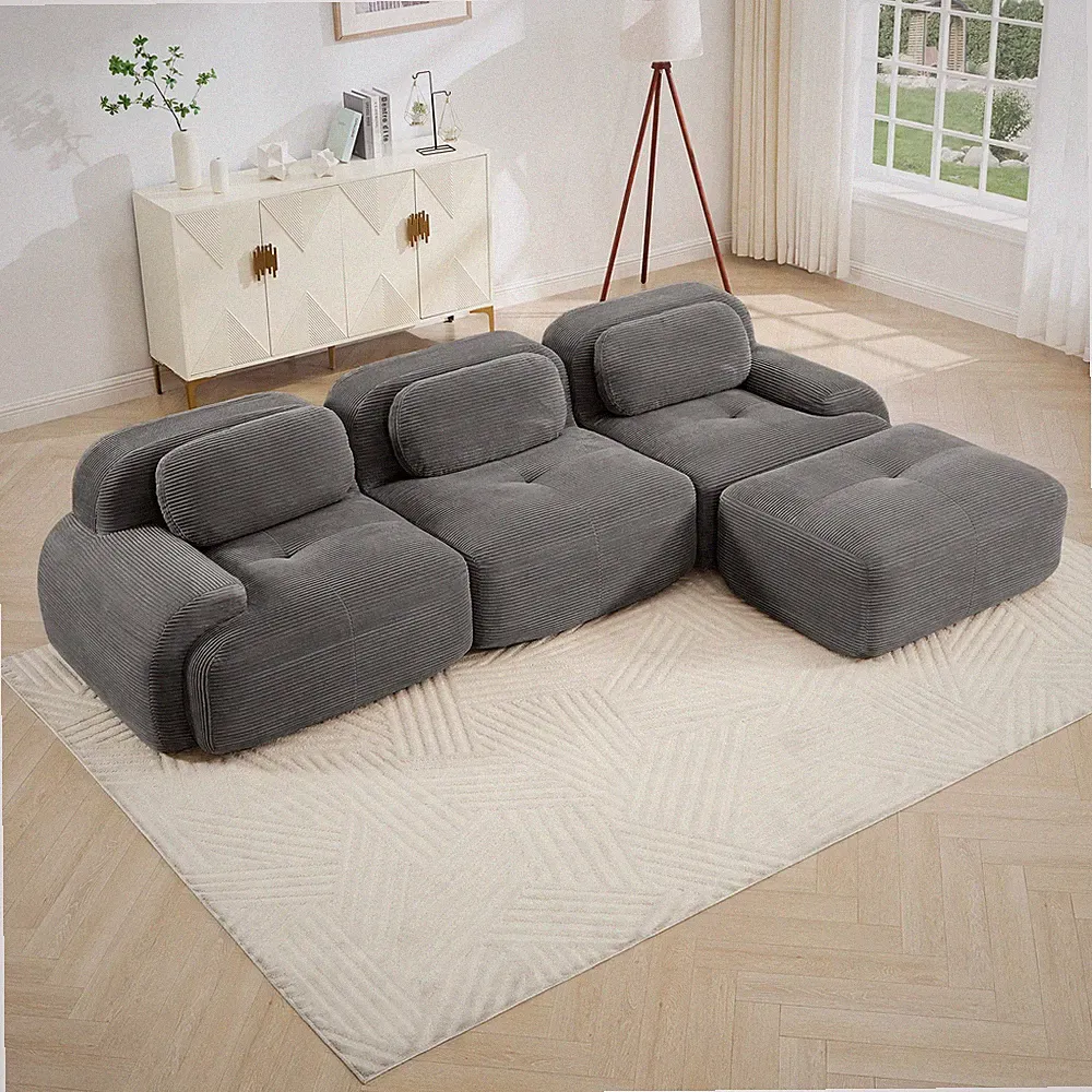 L-shaped modular sofa no assembly ergonomic design pet-friendly luxuryCorduroy F