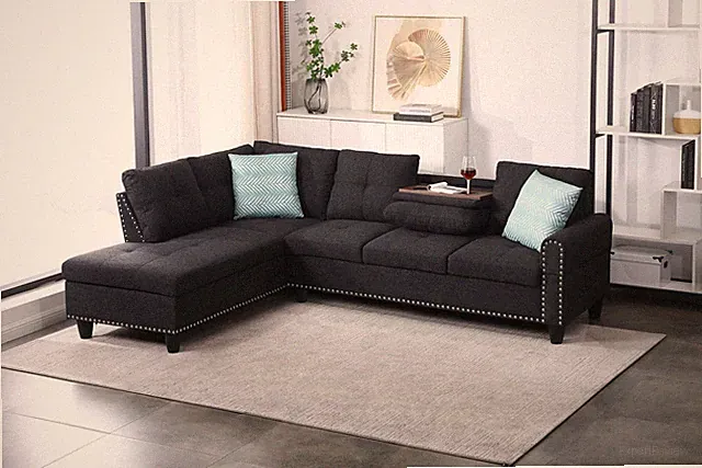 L-Shaped Rivet Trimmed Sectional Sofa 2-Piece