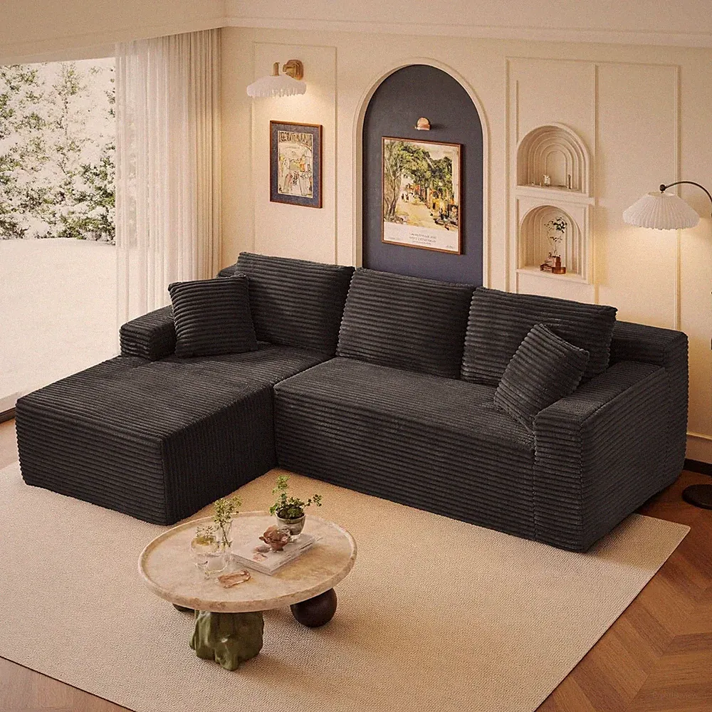 L Shaped Sectional Cloud Couch with Left Facing Chaise Plush Boneless Sofa 103"