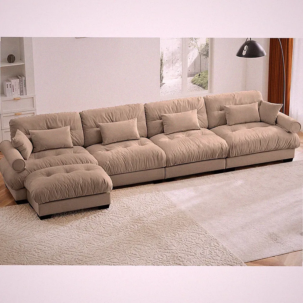 L Shaped Sectional Cloud Sofa , Convertible Deep 4 Seater Modular Couch for L