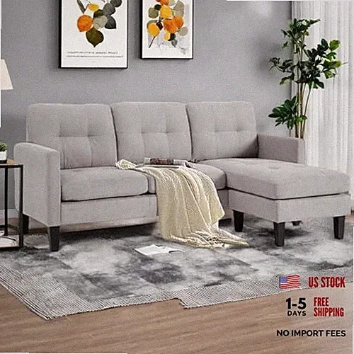 L Shaped Sectional Couch, Convertible Sleeper Sofa Bed with Light Gray