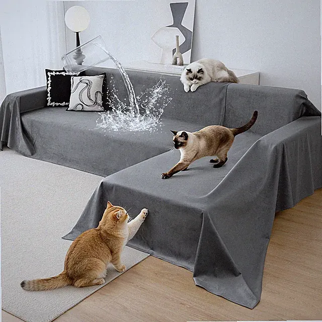 L Shaped Sectional Couch Cover 2 Pcs, Ultra Soft Waterproof Non-Slip Sofa Cover