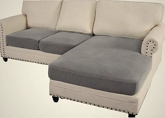 L-Shaped Sectional Couch Covers - 3 Piece Set for Left/Right Chaise, Dove