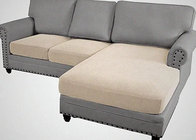 L-Shaped Sectional Couch Covers - 3-Piece Sofa Cushion Covers, Natural