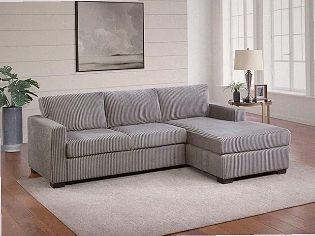 L-Shaped Sectional Sofa 2pc Square Arms Plastic Legs right Arm Chaise Left Arm