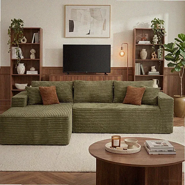 L Shaped Sectional Sofa Cloud Couch Compression Boneless Sofas w/Oversized Chais