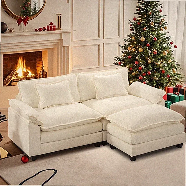 L-Shaped Sectional Sofa Couch Modern 2 Seat Modular Sleeper with Lumbar Pillows