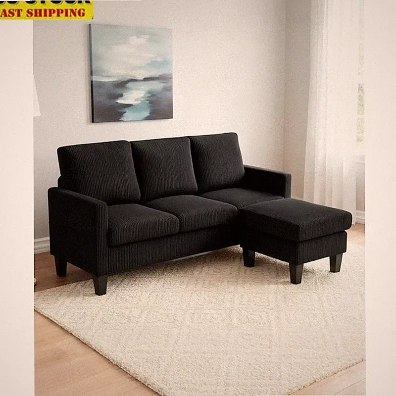 L-Shaped Sectional Sofa Couch W/ Storage Ottoman Comfortable Modern Design New