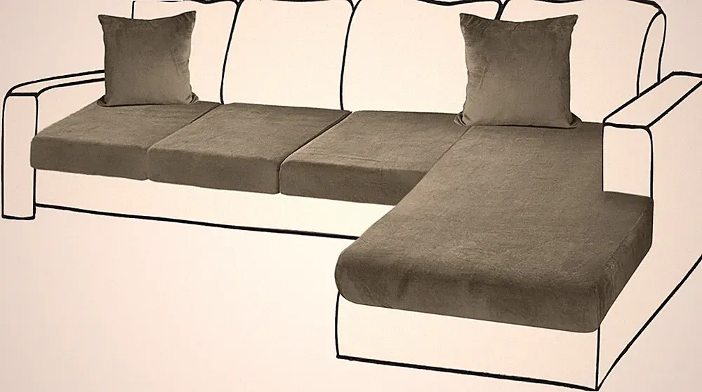L Shaped Sectional Sofa Cover 3 Seater Chaise Velvet Stretch 4 Piece Dark Olive