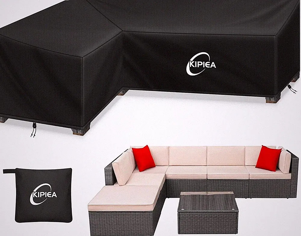 L-Shaped Sectional Sofa Cover,420D Heavy-Duty Oxford Fabric Outdoor Cover-83x104