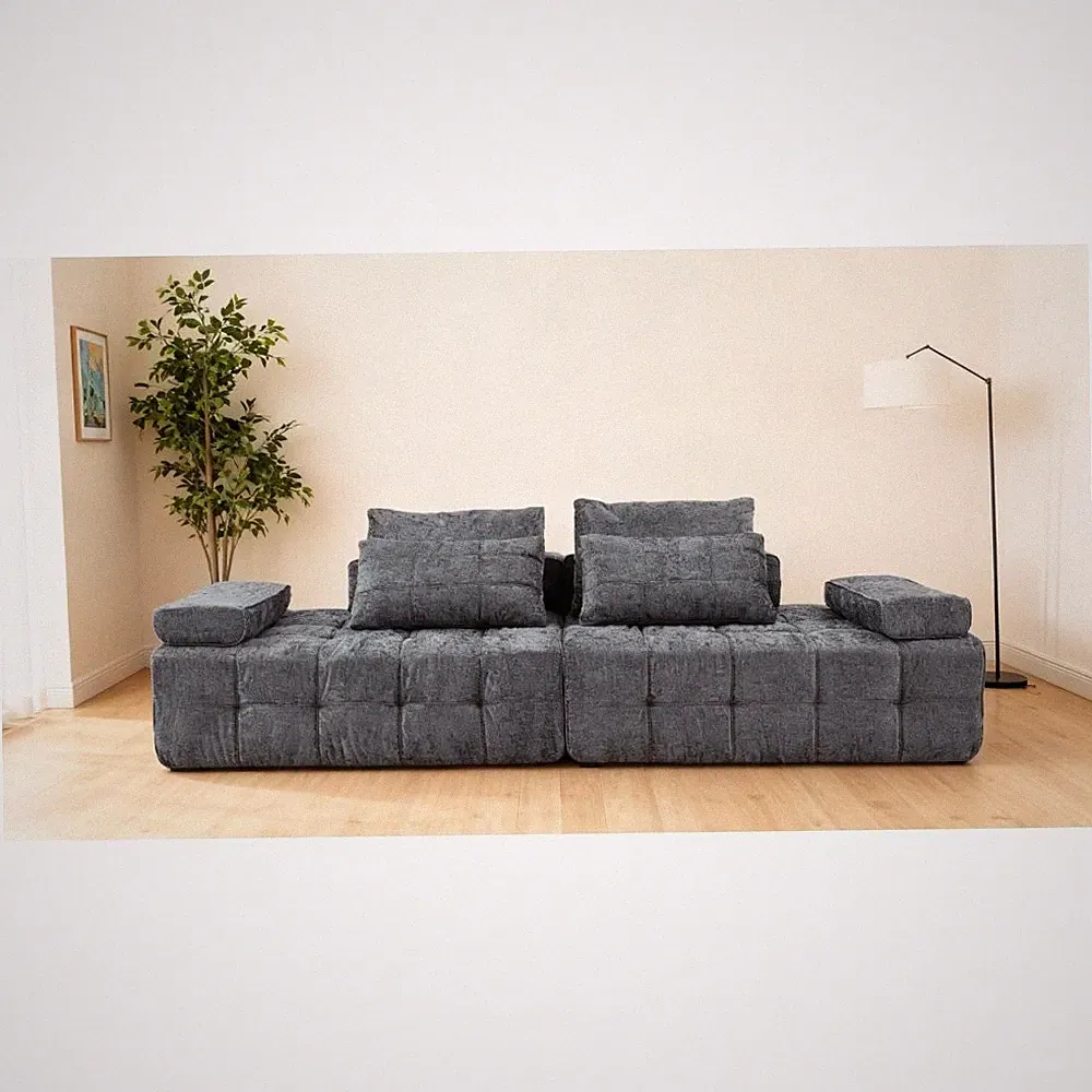 L-Shaped Sectional Sofa Loveseat, 2-Seat Pillow Back Couch with Memory Foam