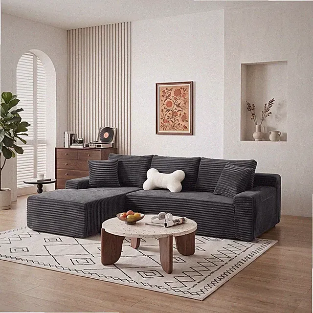 L Shaped Sectional Sofa Modular Fabric Left Chaise Lounge Deep Seat No Assembly