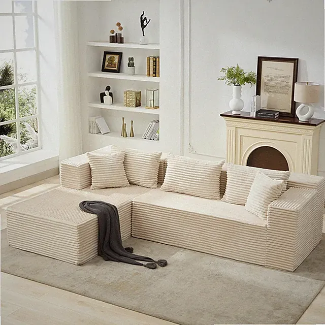 L-Shaped Sectional Sofa Oversized Boneless Cloud Couch with Left Chaise for Home