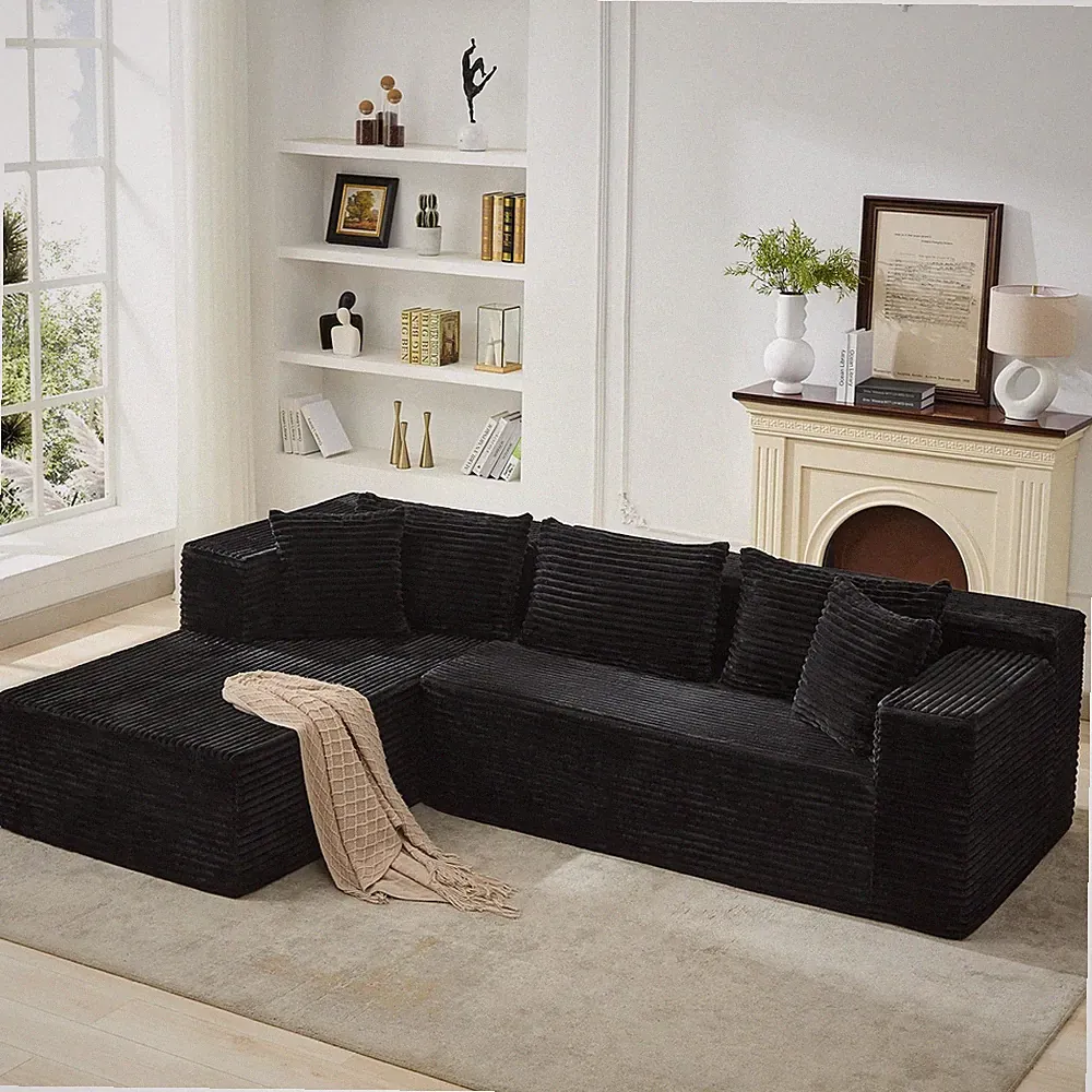 L-Shaped Sectional Sofa Oversized Boneless Cloud Couch with Left Chaise for Home