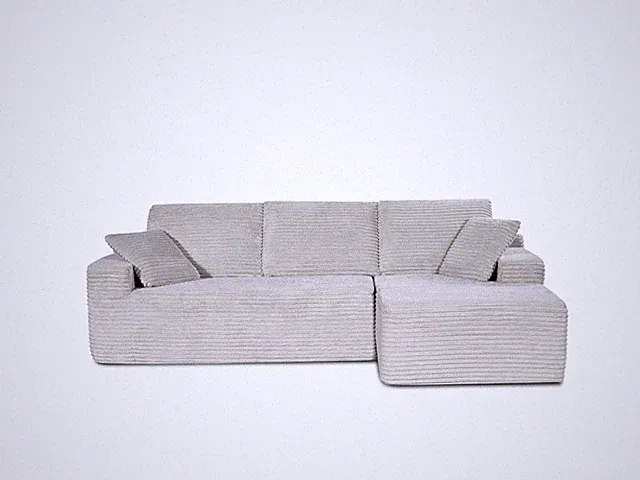L-Shaped Sectional Sofa, Soft Corduroy Upholstered Cloud Couch, Beige