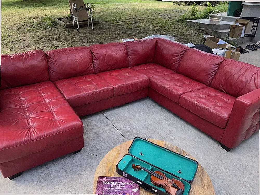 L Shaped Sofa Couch Sectional Couch Genuine RedLeather Sofa Luxury Comfort