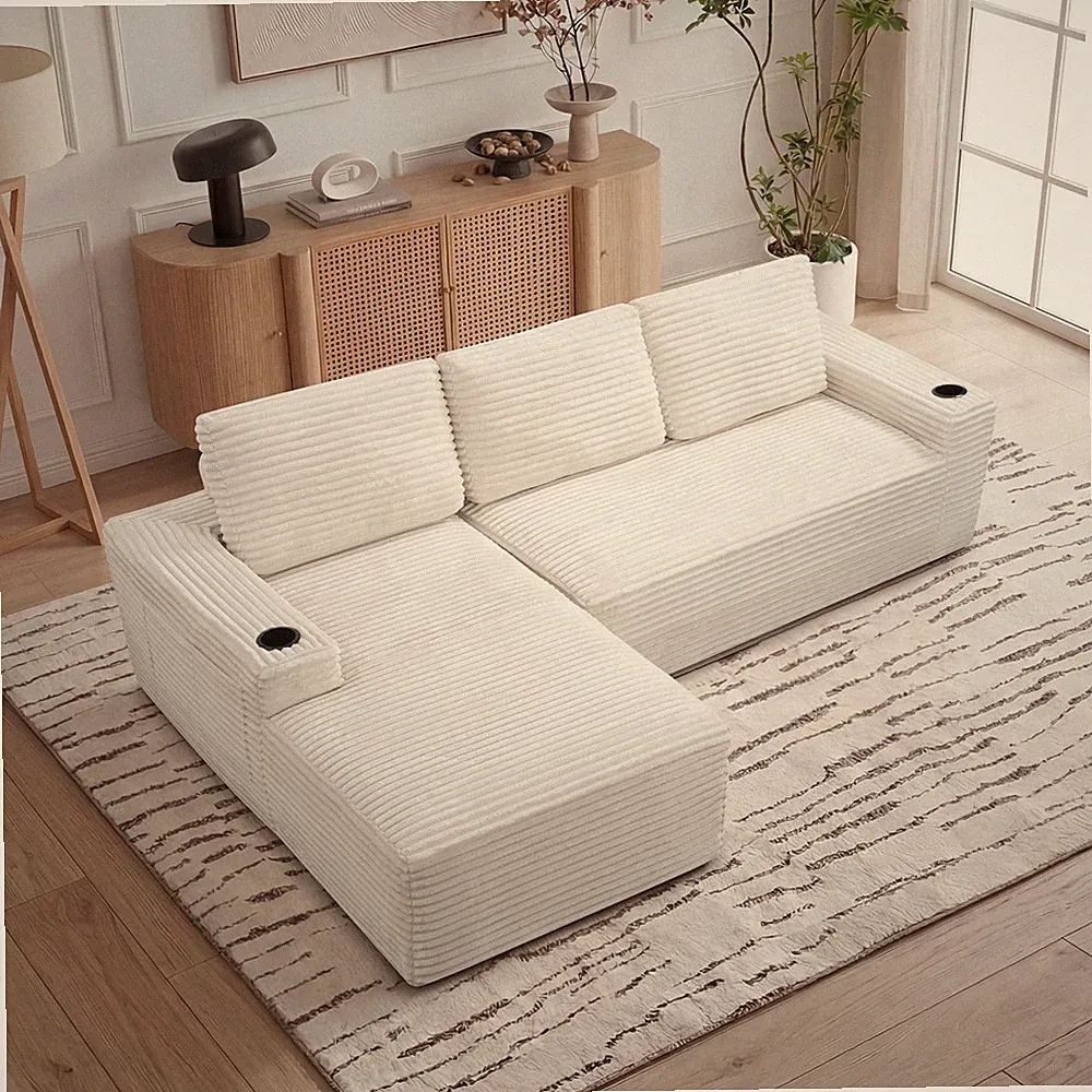 L-Shaped Sofa Couch with Left Chaise 4 Seater Modular Sectional Boneless Sofa