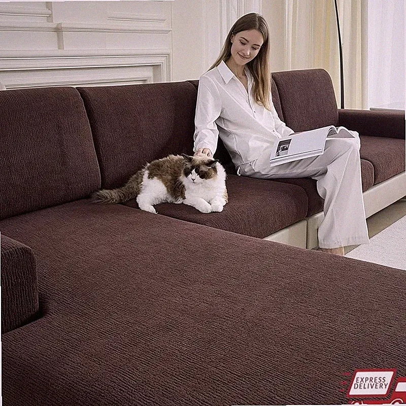 L Shaped Sofa Cover 4 Piece Stretch Non Slip Washable Slipcover Protector New